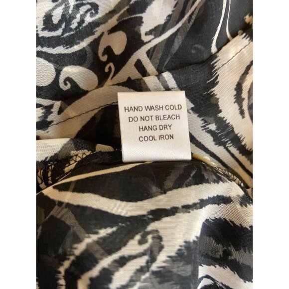 Ncola Womens Blouse XL Sheer Black White Swirl Pattern Button-Up Grannycore - Picture 6 of 9